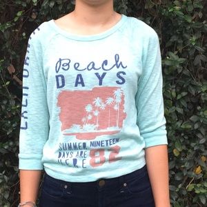 Quarter length Sleeve Blue Mesh Top